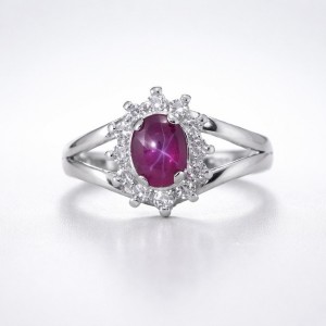 Cincin Perak 925 Simple Elegant Model RL018B untuk Wanita dengan Batu American Star